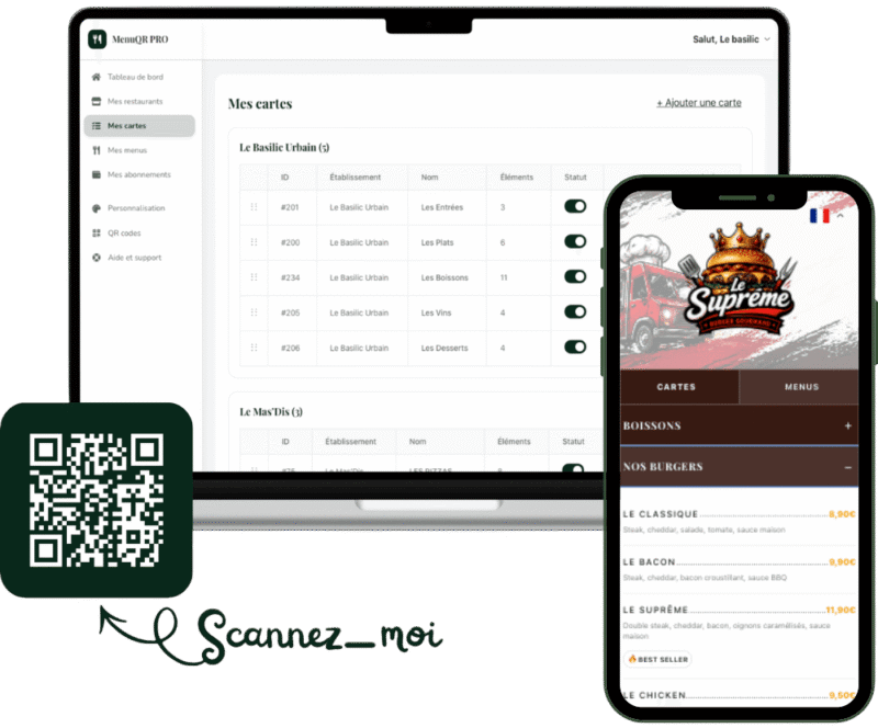 Menu QR code pour restaurant tapas