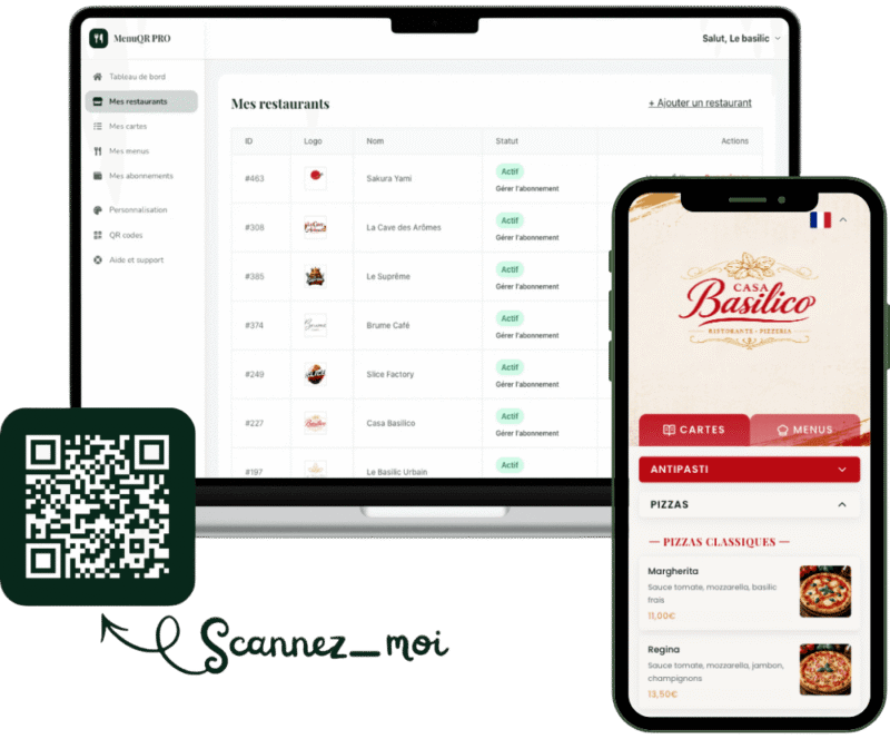 Créez votre menu QR code pizzeria facilement