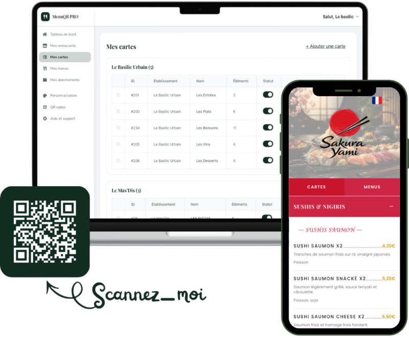 Menu QR code pour buffet à volonté
